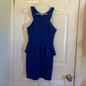 Blue peplum mini dress